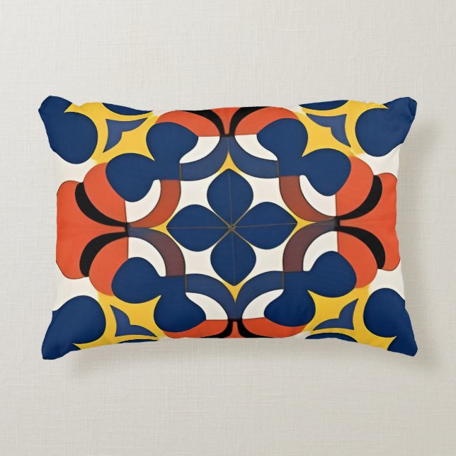 Colourful Geometric Abstract Design Decorative Cushion (Front)