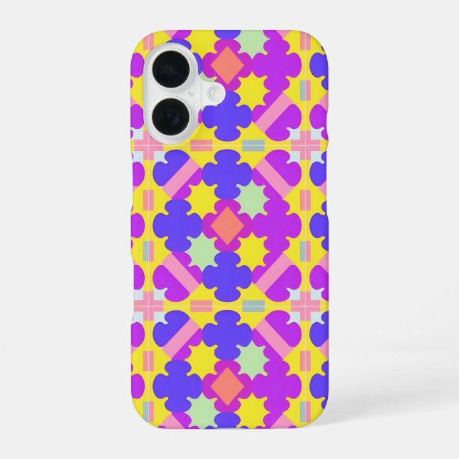 Colourful Geometric Abstract Design iPhone 16 Case (Back)
