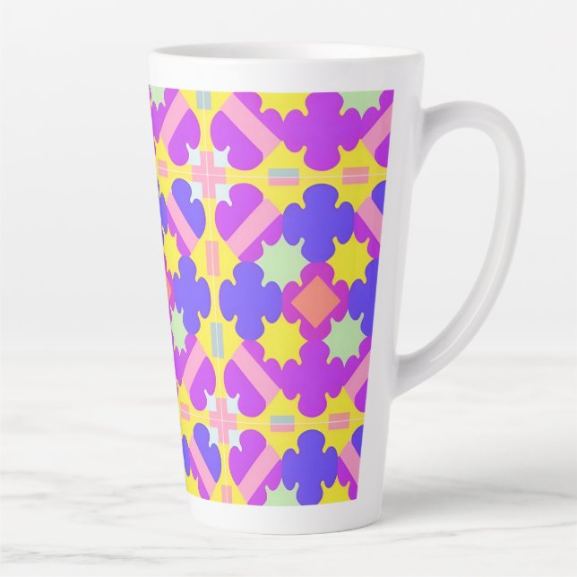 Colourful Geometric Abstract Design Latte Mug (Right)