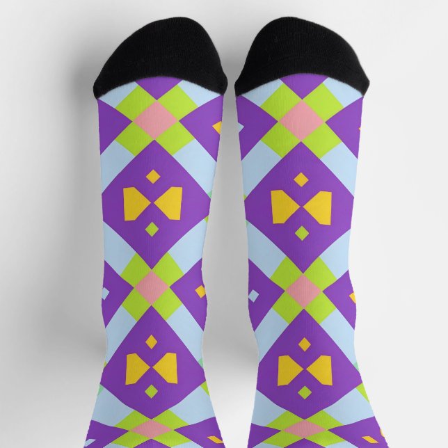 Colourful Geometric Abstract Design Socks (Top)