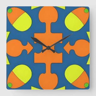 Colourful Geometric Abstract Design Square Wall Clock
