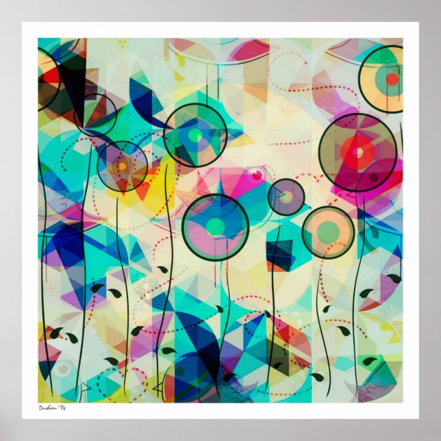 Colourful Geometric Abstract Digital Art Poster (Front)