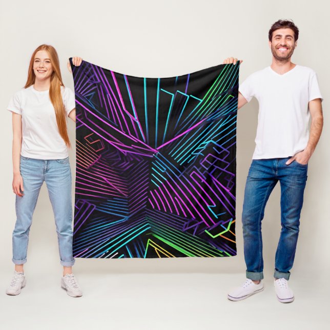 Colourful Geometric Abstract Fleece Blanket (In Situ)