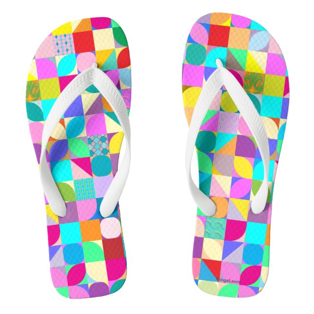 Colourful Geometric Abstract Fun Graphic Flip Flop (Footbed)