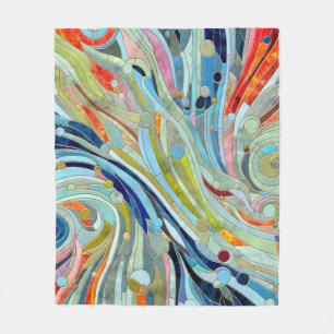 Colourful Geometric Abstract Mosaic Art Fleece Blanket