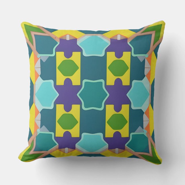 Colourful Geometric Abstract Pattern Cushion (Front)