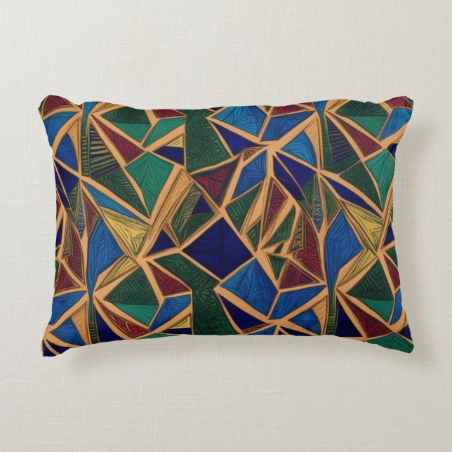 Colourful geometric abstract pattern  decorative cushion (Front)