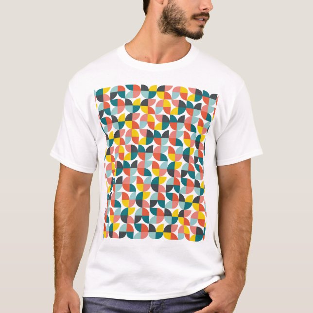 Colourful Geometric Abstract Pattern T-Shirt (Front)