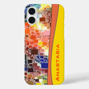 Colourful Geometric Abstract Personalised iPhone 16 Plus Case