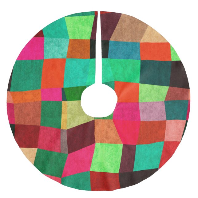Colourful Geometric: Abstract Seamless Texture Brushed Polyester Tree Skirt (Front)