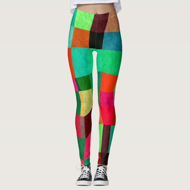 Colourful Geometric: Abstract Seamless Texture Leggings (Front)