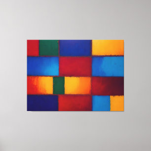 Colourful geometric abstract square pattern textil canvas print