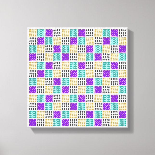 Colourful Geometric Abstract Squares Pattern Canvas Print (Front)