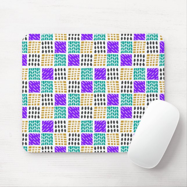 Colourful Geometric Abstract Squares Pattern Mouse Pad (With Mouse)