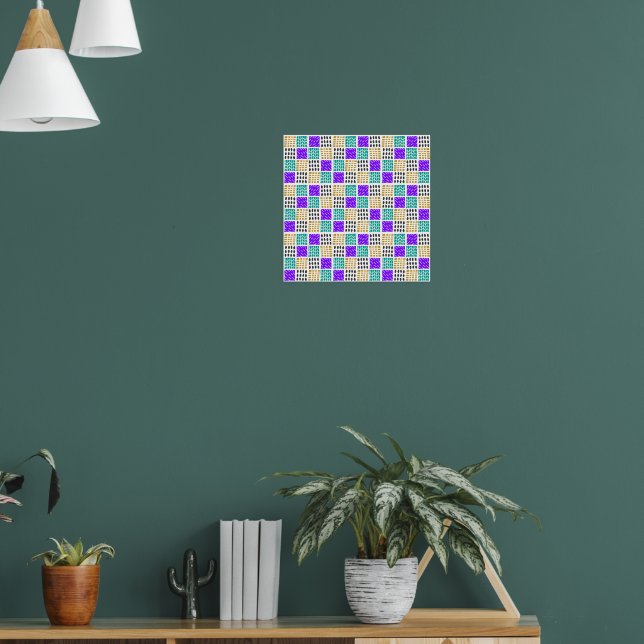 Colourful Geometric Abstract Squares Pattern Poster (Living Room 1)