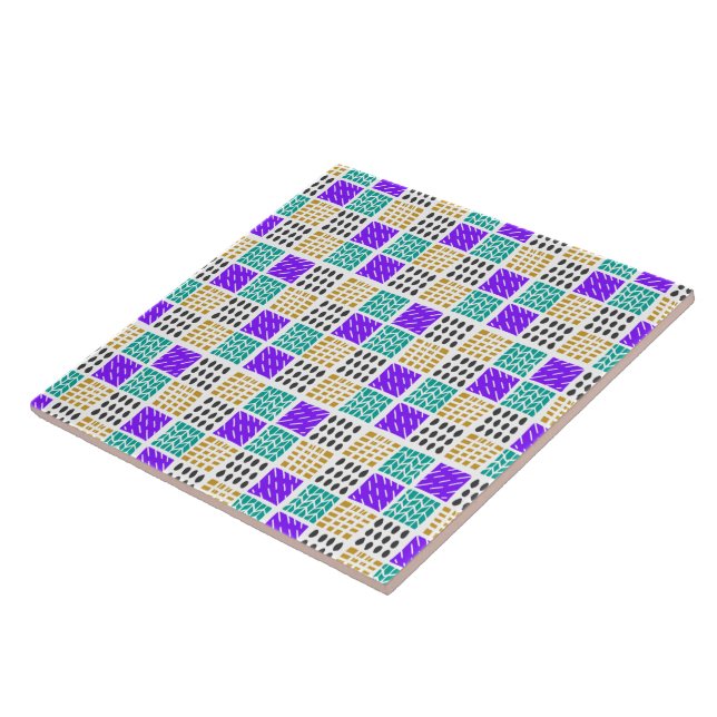 Colourful Geometric Abstract Squares Pattern Tile (Side)