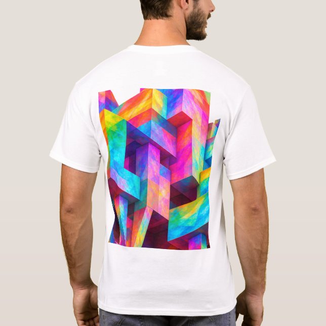 Colourful Geometric Abstract T-Shirt – Vibrant Mod (Back)