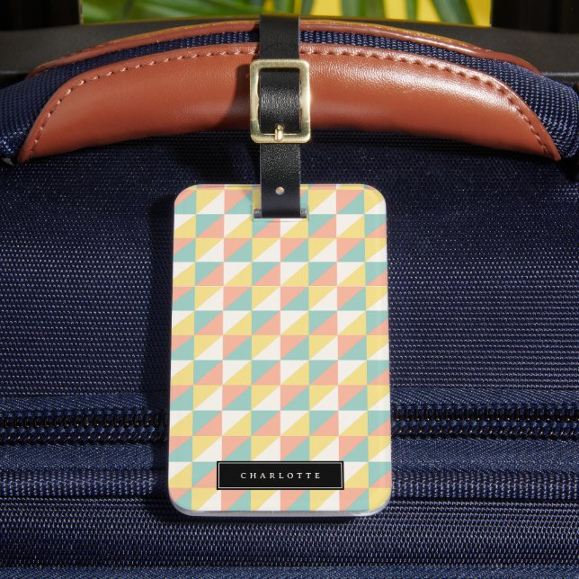 Colourful Geometric Abstract Triangle Modern Luggage Tag (Front Insitu 2)