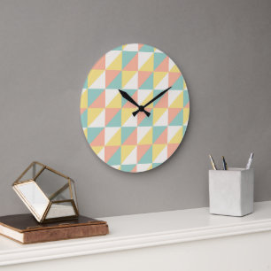 Colourful Geometric Abstract Triangle Pattern Large Clock