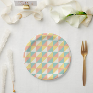 Colourful Geometric Abstract Triangle Pattern Paper Plate
