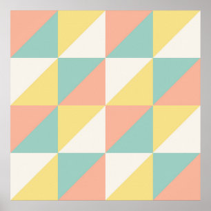 Colourful Geometric Abstract Triangle Pattern Poster