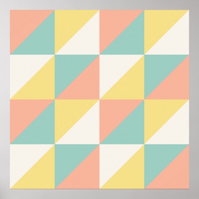 Colourful Geometric Abstract Triangle Pattern Poster (Front)