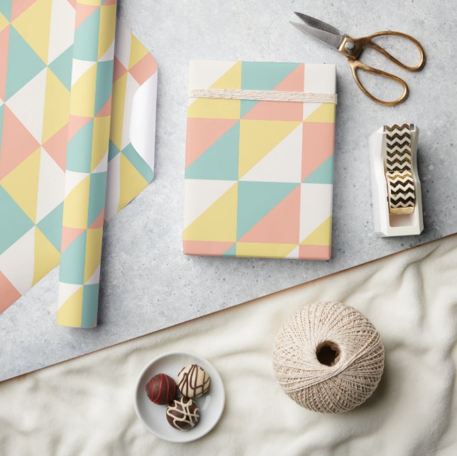 Colourful Geometric Abstract Triangle Pattern Wrapping Paper (Crafts)