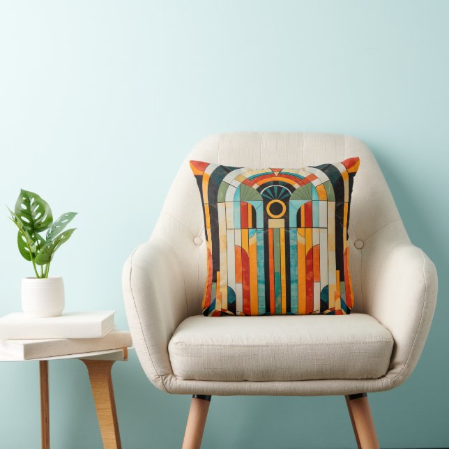 Colourful geometric art deco pattern 2 cushion (Chair)