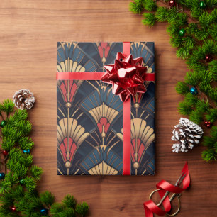 Colourful geometric art deco pattern wrapping paper