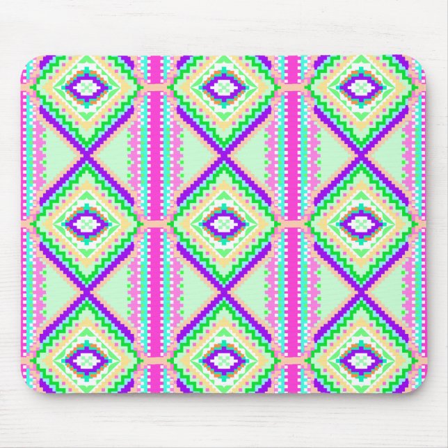 Colourful Geometric Boho Pattern Mouse Pad (Front)