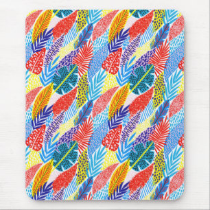 Colourful Geometric Boho Tropical Jungle Floral Mouse Pad