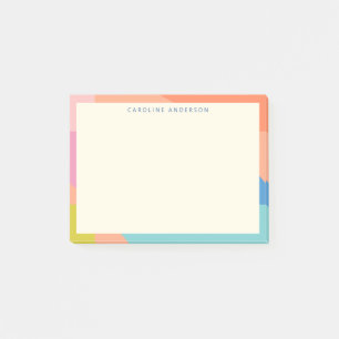 Colourful Geometric Border Personalised Name  Post-it Notes