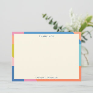 Colourful Geometric Border Personalised Name  Thank You Card