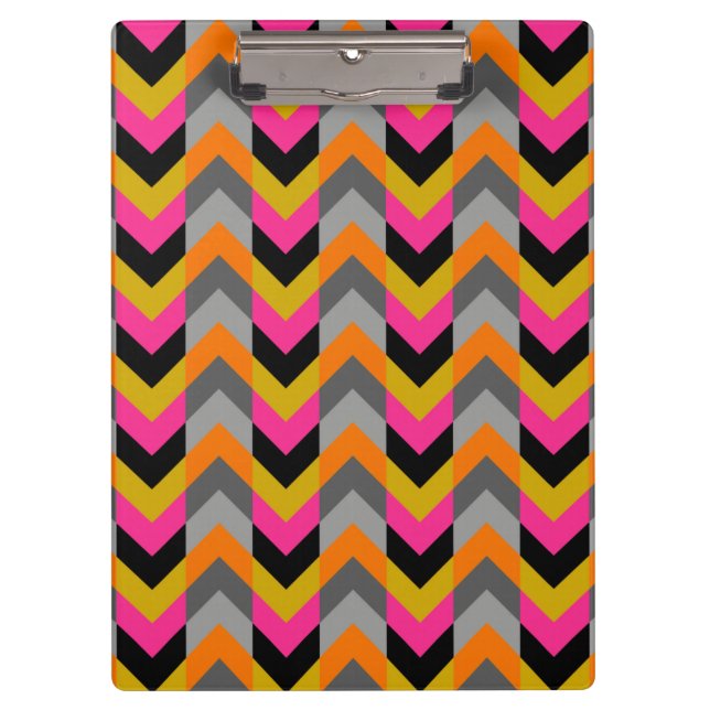 Colourful Geometric Chevron Pattern Clipboard (Front)