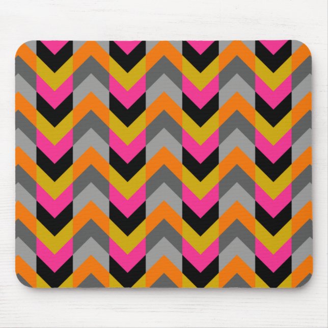 Colourful Geometric Chevron Pattern Mouse Pad (Front)