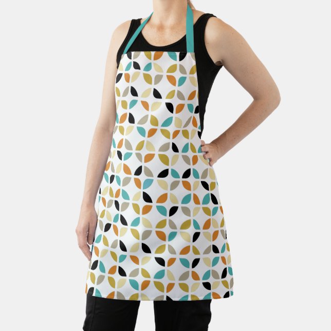 Colourful Geometric Circles Pattern Mid Century Apron (Insitu)