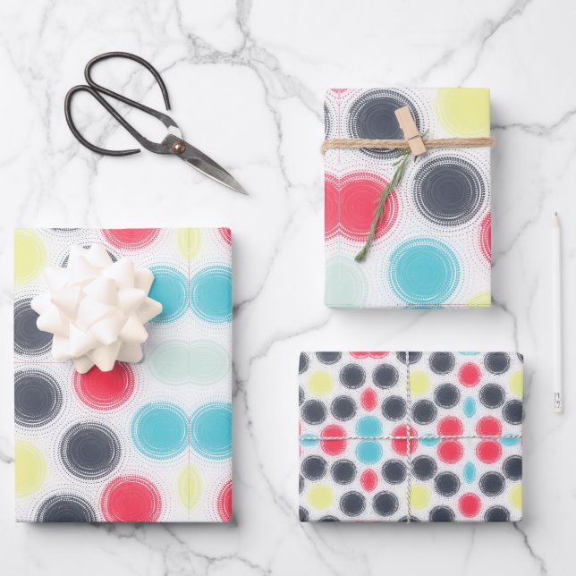 Colourful Geometric Circles Wrapping Paper Sheets  (Front)