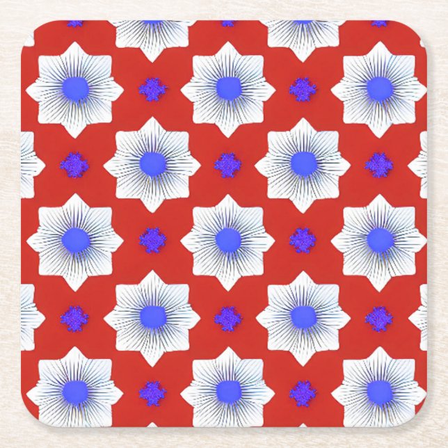 Colourful, geometric, cool, modern, trendy graphic square paper coaster (Front)