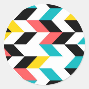 Colourful, geometric, cool, unique, trendy graphic classic round sticker