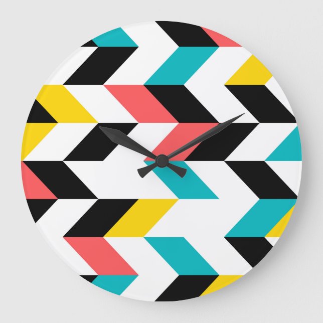 Colourful, geometric, cool, unique, trendy graphic large clock (Front)