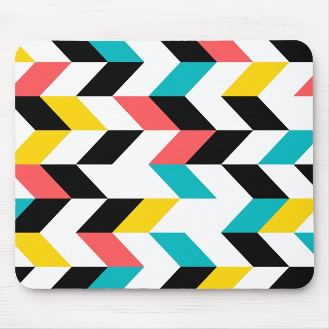 Colourful, geometric, cool, unique, trendy graphic mouse pad (Front)