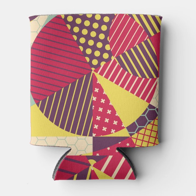 Colourful Geometric Design Abstract Can Cooler (Front)