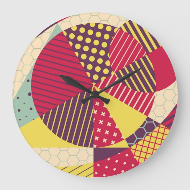 Colourful Geometric Design Abstract Large Clock (Front)