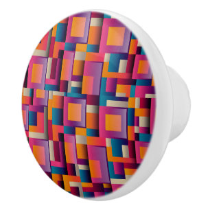 Colourful Geometric Design Ceramic Door Knob Pull