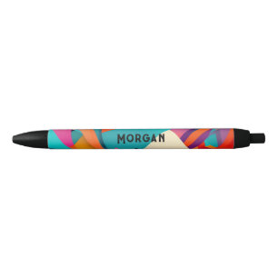 Colourful Geometric Design, Name or Monogram Black Ink Pen
