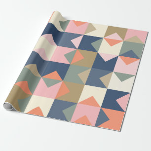 Colourful Geometric Design Pattern in Navy and Wrapping Paper