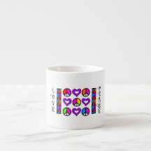 Colourful Geometric Design Peace & Love Mug
