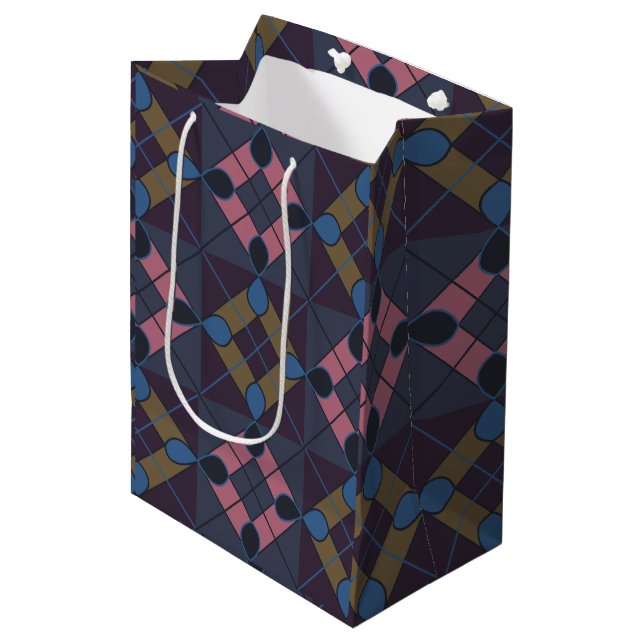Colourful Geometric Diamond  Medium Gift Bag (Front Angled)