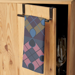 Colourful Geometric Diamond Pattern Tea Towel