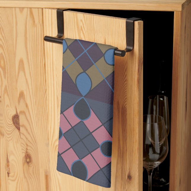 Colourful Geometric Diamond Pattern Tea Towel (Thirds Fold)